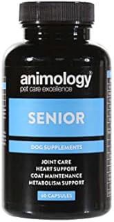ANIMOLOGY Senior Dog Food Supplement  Dog Supplement Pack of 60 Capsules  Packed with Joint Care And Heart Support Nutrients  For Coat Maintenance and Metabolism Support