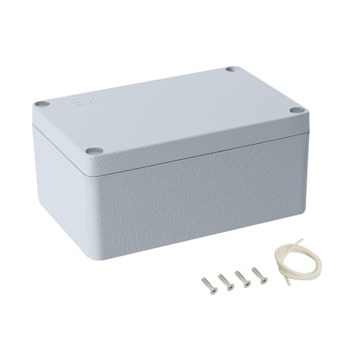 LeMotech Electrical Box, Aluminum Alloy Metal Junction Box, IP67 Waterproof Dustproof Project Box, Outdoor Universal Enclosure, Grey 4.7x3.1x2.1in (120x80x55mm)