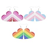 Toddmomy 3組 レザー製レインボーストライプイヤリング な耳飾り ドロッププ ファッションアクセサリー プレゼントに