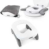 Zamboo Orinal Plegable Portátil 3 en 1 – Entrenador Baño Bebé y Reductor WC para Niños desde 15 Meses | Orinales Infantiles de Viaje Utilizable con Bolsas de Plástico – Gris