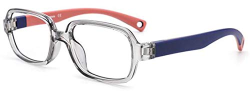 J&L Glasses Kinder Brille Ohne Stärke Anti Blaulichtfilter Brille Kinder Blaufilter Spiel Computer Brillen für Mädchen Junge mit Gläsern 4-14 Jahre(Grau) Cover