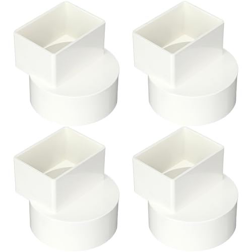 Sosation 4 Pcs 2x3x4 PVC Offset Downspout Drainage Adapter Connects 2 X3 Downspout to 4 Round Sewer and Drain Pipe Hub/spigot End Universal Design to Fit All Types of 4 Round Drain Pipe Tile