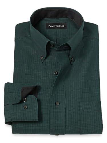 Paul Fredrick Men's Classic Fit Non-Iron Cotton Houndstooth Dress Shirt