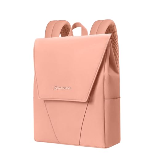 Image of AirCase Canvas Laptop Backpack for Women with Multiple Pockets, Padded Straps, 13L Capacity, Lightweight, Water-Resistant Bag for Travel, College, Office Use, Supports Laptops Up to 14.1 Inch (Pink)