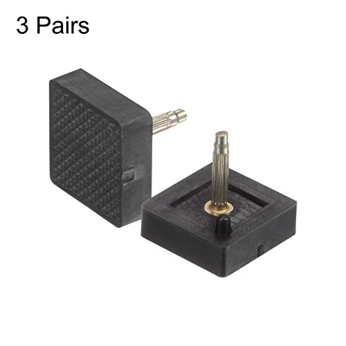 Image of HARFINGTON 3 Pairs TPU Kitten Heel Tips Shoes Replacement Tap Caps for Women High Heels, 2.4mm Pin, 16mm Square Heel Repair Caps, Black