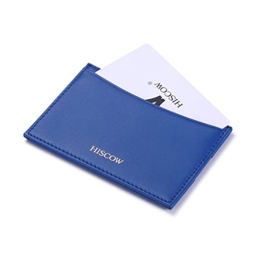 Leather Thin Card Holder, Slim ID Case Small Credit Card Wallet for Men & Women (Electric Blue)
