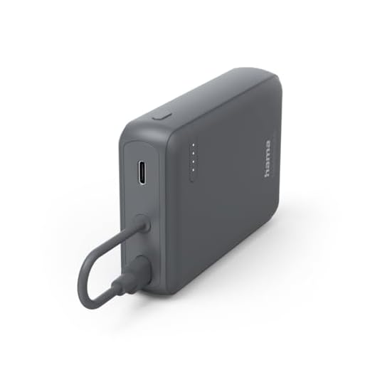 Hama Power Pack 10000mAh, mit festem USB C Kabel (externer Akku mit 2X USB C, zum mobilen Laden von Handy, Tablet, Bluetooth Box etc., tragbares Ladegerät klein, leicht, LED Anzeige) anthrazit