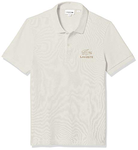 Lacoste Men's Short Sleeve Regular Fit Tonal Pique Polo Shirt, Cake Flour White, XXL