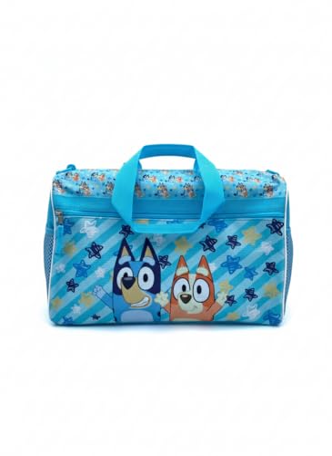 Image of Bluey Kids' Duffle Bag - Bluey & Bingo Travel Gym Bag with Adjustable Shoulder Strap, Mesh Side Pockets & Zipper Pocket