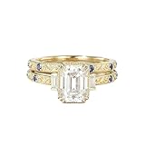 YDD 9k/14k/18k Solid Gold Moissanite Wedding Ring Set for Women,1-3 CT Marquise/Round/Pear Cut Moissanite Bridal Ring Set,Engagement/Anniversary Band Set for Wife Girlfriend,Free Engraving (style-10)