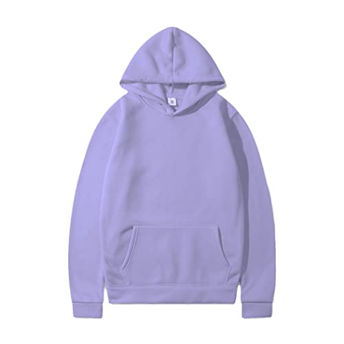 Sweat à capuche décontracté couleur unie violet clair sweat-shirt de mi-saison L