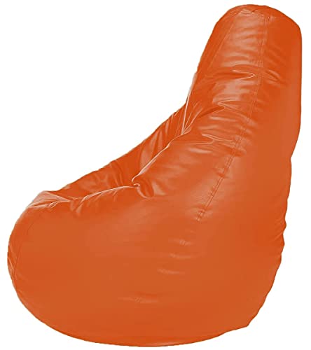 Image of Casa Copenhagen Premium Leather Bean Bag Chair, Filled with Beans | Capacity: Upto 7 Ft Height, 200 KG Weight | 4XL | Pomo Orange
