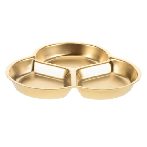 CIYODO Elegant Metal Sauce Dish Divided Side Plate for Grilling Dipping Sauces