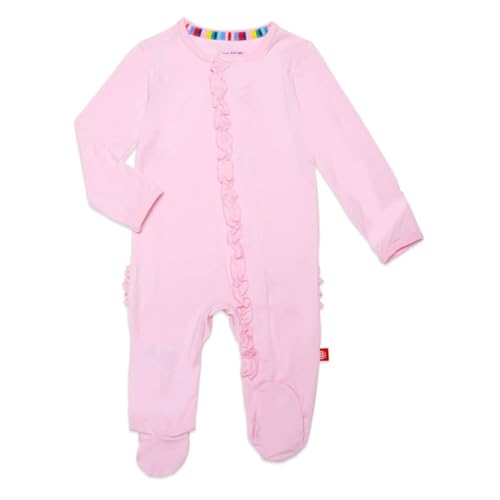 Image of Magnetic Me Girls Modal Magnetic Baby Footie Pajamas | Silky Soft Modal Fabric | Baby Sleepers Available Sizes PRE - 24M