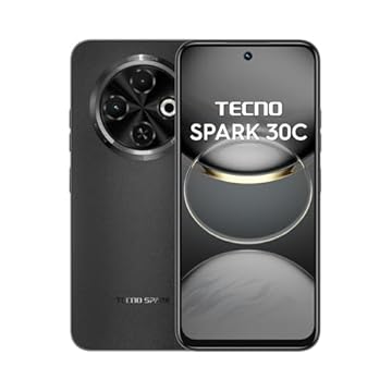 Smartphone Tecno SPARK 30C 4G 256GB Câmera Traseira de 50MP Super WIFI, carregamento rápido de 18W com bateria de 5000 mAh Black