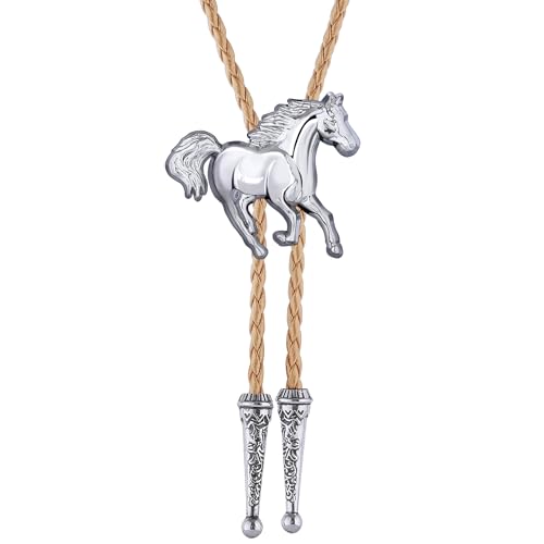 Image of GelConnie Bolo Ties for Men Women Western Cowboy Tie Mens Western Necklace Leather Necktie Gold Bolero Tie Cowboy Necklace
