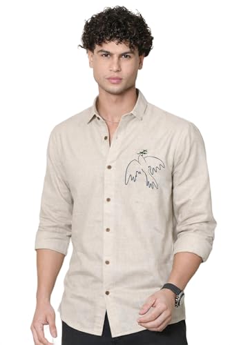 Image of MiraMichi Men's Pure Linen Shirt with Long Sleeve Collared Neck Standard Length and Button Down Closure Type |Shirt's for Men Stylish | Branded Shirt's | Formal Style
