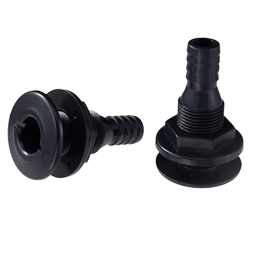 BROYEUR 2Pcs Thru Hull Fitting,Thru Hull Connector Fitting Drain Fits 3/4