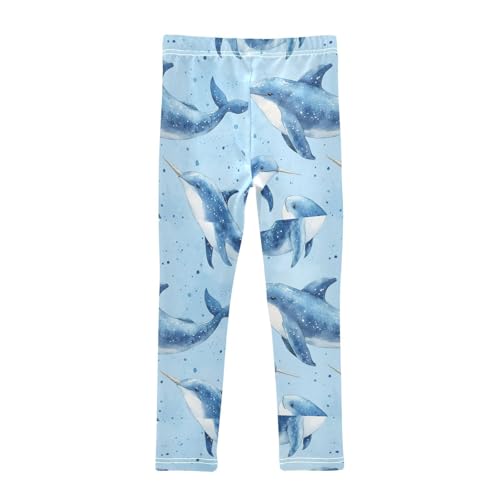 Watercolor Narwhal Animals Girls Leggings Kids Yoga Pants Dance Active Tights 4T2
