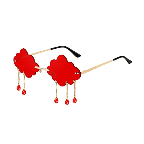FEISEDY Cloud Rimless Sunglasses Women Funny Party Disco Dripping Cloud sunglasses Eyewear B2834