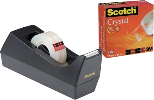 Scotch C38 Tischabroller Crystal Klebeband, Schwarz, Standard...