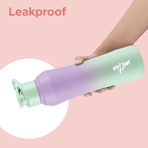 Image of MILTON Comet 1000 ISI Certified Stainless Steel Water Bottle I Leak Proof I Rust proof I Single Walled I Ideal for Office, School, Home, Gym, 1000 ml, Purple & Mint Green