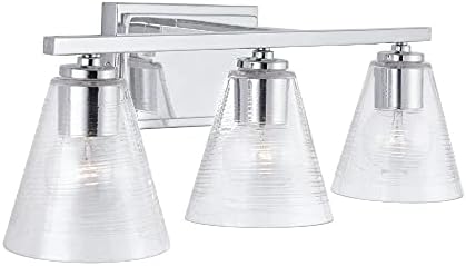 Capital Lighting 138333CH-493 Layla Clear Water Glass Bath Vanity Wall Mount, 3-Light 300 Total Watts, 8" H x 24" W, Chrome