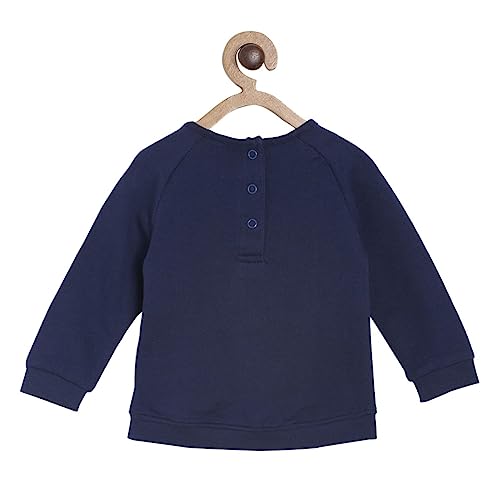 Image of miniklub Girls Navy Blue & White Printed Cotton T-Shirt With Capris