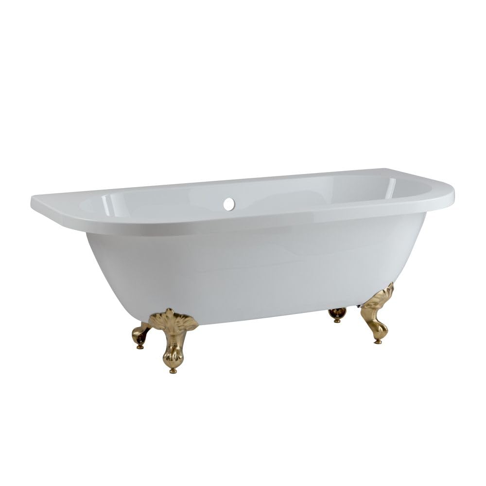 Milano Richmond 1685mm x 780mm Double Ended Freestanding Back to Wall Bath Brass Ball Claw Feet