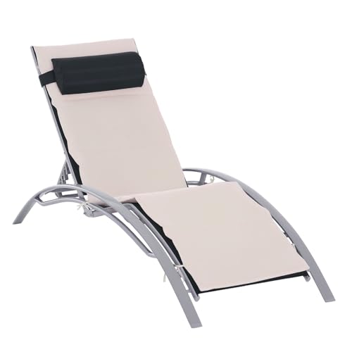 TecTake 800812 Alu Sonnenliege mit Dach, klappbar, Gartenliege mit 6-Fach Verstellbarer Rückenlehne und 2 Tragegriffen, 205 cm Liegefläche, schwarz 2 Outsunny Sonnenliege Gartenliege Gartenstuhl Relaxsessel Liegestuhl Alu verstellbar (Schwarz)