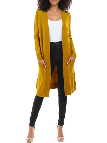 Image of STARJJ Womens Soft Stetchy Knit Longline Open Front Sweater Cardigan with Pockets (S-3X)