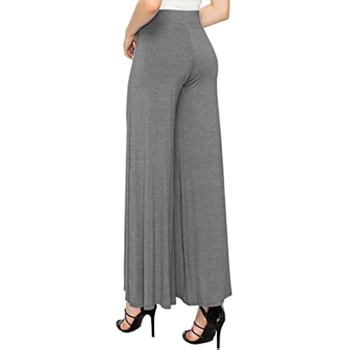 Made By Johnny Women's Solid Casual Comfy Stretchy Wide Leg Palazzo Lounge Pants