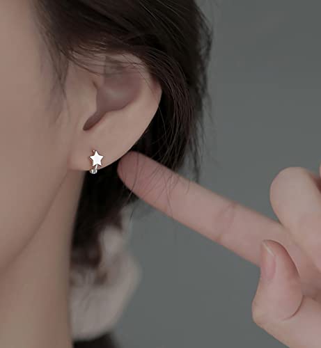Reffeer Solid 925 Sterling Silver Star Hoop Earrings for Women Teens Star Huggie Earrings Cartilage Hoops2