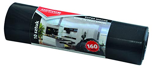 Office Products 22022242-05 - Bolsas de basura (160 L, 10 unidades, polietileno de baja densidad extrafuerte), color negro