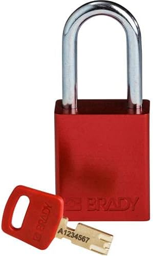 Brady ALU-RED-38ST-KD, 150307 Aluminum Lockout Padlock, Red (Pack of 8 pcs)