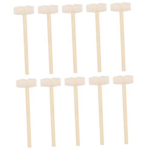 MAGICLULU 10Pcs Wood Hammers Wooden Mallets for Ergonomic Design for Hand Eye Coordination and Creative Play Educational for Young