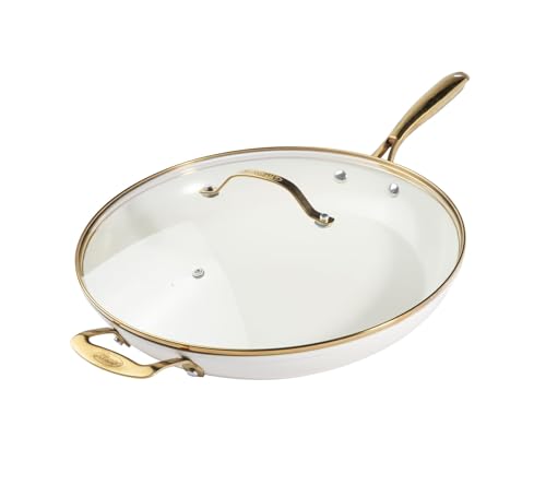 GOTHAM STEEL 14 Inch Frying Pan, Extra Large Frying Pan Skillet for Family Cooking, Non Toxic Ceramic Nonstick Coating PFOA PFOS Free, Ergonomic Stay Cool Handle, Oven and Diswasher Safe