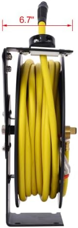 Retractable Air Hose Reel 1/2" Inch x 50 Ft Steel Auto Rewind Hose-Reel Industrial Grade Rubber Hose B 3/8" Inch x 50' One Size