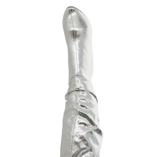 Jessica Simpson Minerva Wide Calf Womens Boot 8 BM US SilverMetallicSnake2