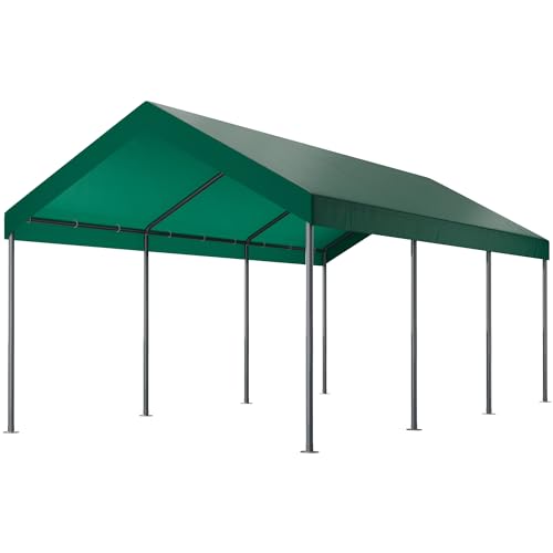 Image of Shintenchi 10x20ft Heavy Duty Carport with UV&Wind Resistant Canopy,Portable Carport Garage Shelter with Stable Powder-Coated Steel Frame,Outdoor Carports for Car,Bike,Camp,Storage-Green