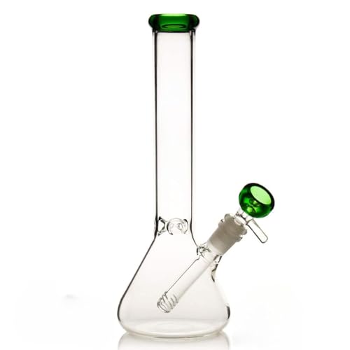 Masenyee - Masenyee 10inch Bong for Smoking with 14.5mm Bowl and Kickhole, Water Pipe Glass Bongs Hookah Smoking-Moss Green
