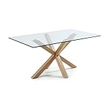 Kave Home - Mesa de Comedor Argo Rectangular 180 x 100 cm de Cristal y Patas de Acero
