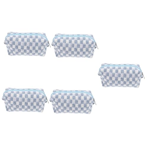 Trousse de toilette de voyage légère motif carreaux grand rangement cosmétique 5pcs