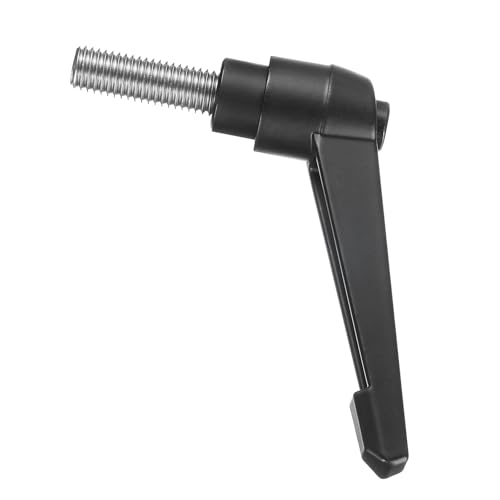 Image of uxcell Adjustable Clamping Lever Handle M12 x 35mm Metric 304 Stainless Steel Male Threaded Stud Hand Knobs Push Button Ratchet Rotating Screw Handles Bolts with Locking Lever Black
