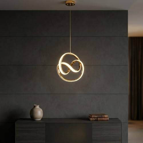 Image of Groeien 12W | 3 Color Gold Finish Modern LED LoopSphere Ceiling Lamp Fixture | Chandelier for Home, Indoor, Outdoor,Living Room, Bedroom Ceiling Lamp Fixture(LoopSphere, 1)