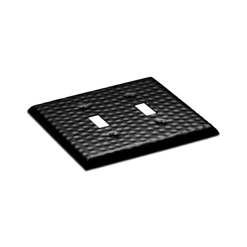 Image of Monarch Abode 2-Gang Toggle Wall Plate, Hand Hammered Metal Switch Wall Plate, Decorative Light Switch Cover Plate for Electrical Outlet, Matte Black