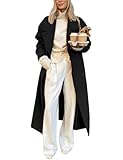 IDEALSANXUN Long Wool Coats for Women 2025 Fall Jackets Winter Trench Coat Casual Oversized Boyfriend Dressy Peacoat Overcoat, Black, M