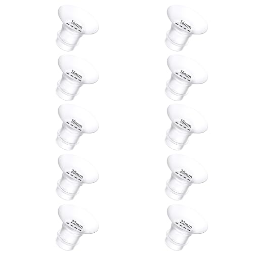 Lot de 10 inserts de bride de tire-lait 14/16/18/20/22mm*2 Compatible avec Momcozy/Spectra/Medela/eufy/Elvie/Lansinoh/Paruu P10 Tire-lait, Compatible avec Momcozy M5/M9/M6/V2 Pro/V2 pro/S12 Pro/eufy