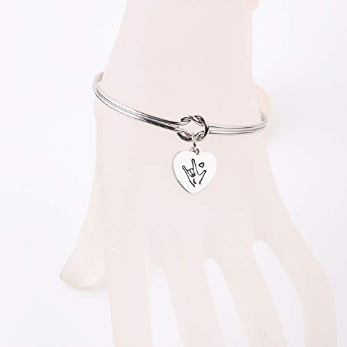 Sign Language I Love You ASL Tie The Knot Cuff Bangle Sign Language Jewelry ASL Bangle Bracelet Interpreter Gift for Interpreter,Teacher2