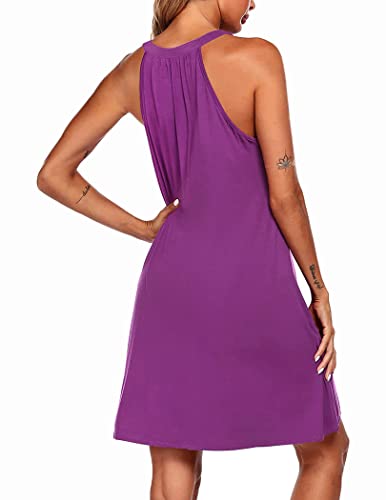 Image of Ekouaer Womens Nightgown Sleeveless Sleepwear V Neck Racerback Sleep Dress